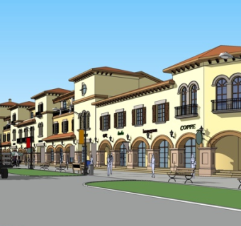 欧式沿街商业建筑su模型