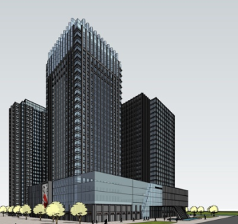 现代高层写字楼su模型