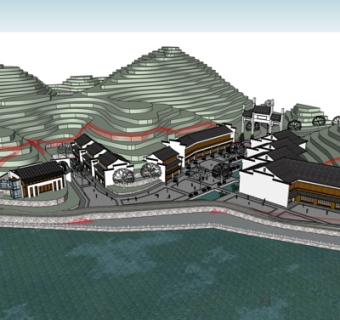 现代工业区规划su模型