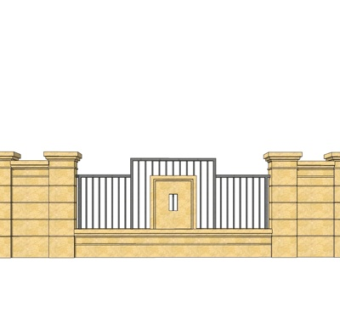 现代庭院围墙su模型