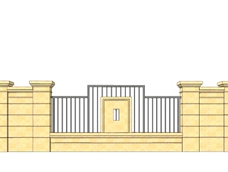 现代庭院围墙su模型