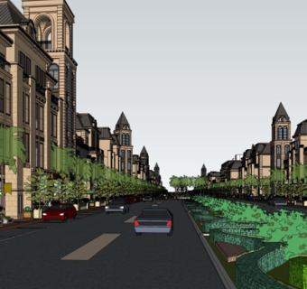 欧式商业街su模型