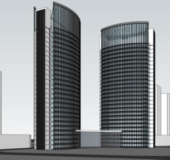 现代高层写字楼su模型