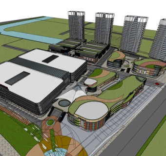 现代工业区规划su模型