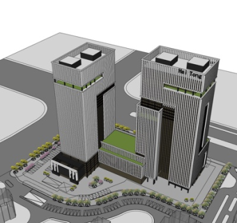 现代高层写字楼规划su模型