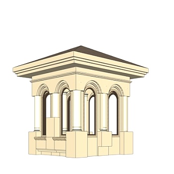 现代廊架凉亭su模型