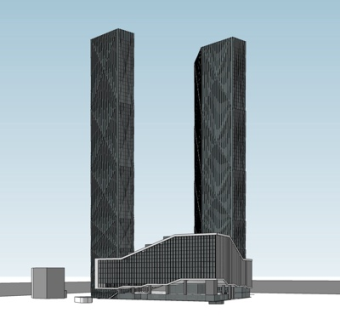 现代高层写字楼su模型