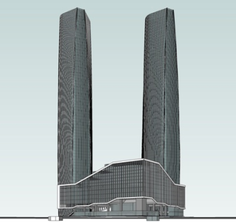 现代高层写字楼su模型