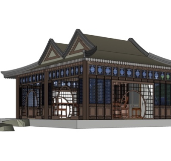 中式古建民房su模型