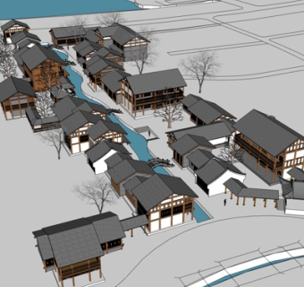 中式古建民房su模型