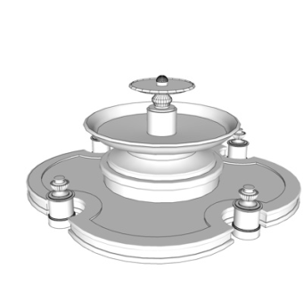 新中式景观喷泉su模型