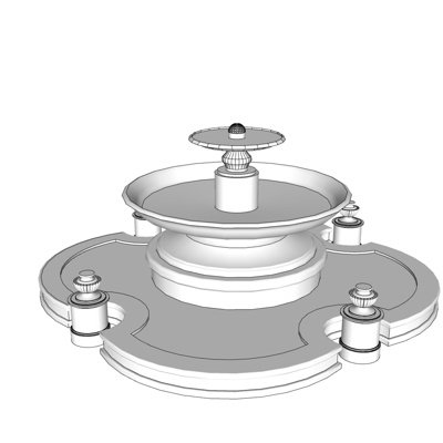 新中式景观喷泉su模型