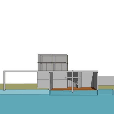 现代庭院游泳池su模型