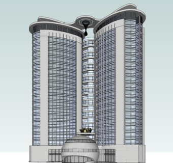 现代酒店外观su模型