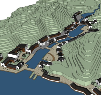 现代工业区规划su模型