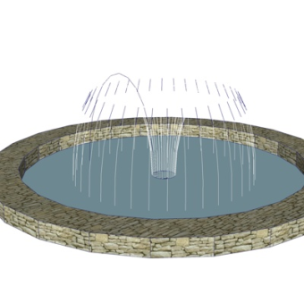 中式景观喷泉su模型