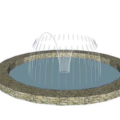 中式景观喷泉su模型