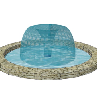 中式景观喷泉su模型