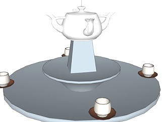 中式茶壶喷泉<em>小品</em>su模型
