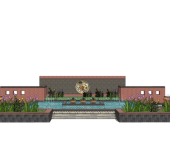 现代景观喷泉su模型