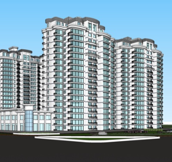 现代高层公寓su模型