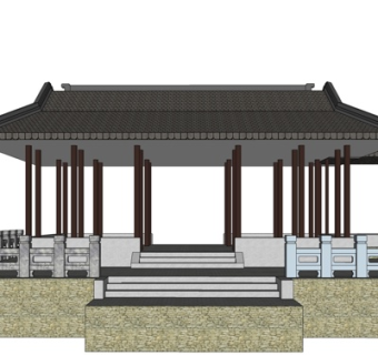 中式牌坊su模型