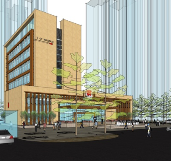 现代办公楼外观su模型