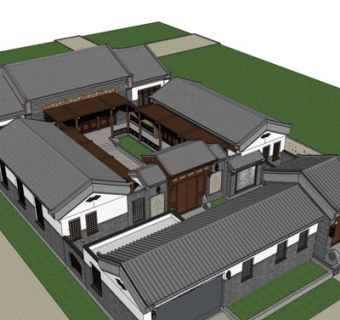 中式古建民房su模型