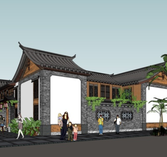 中式古建民房su模型