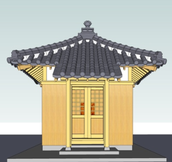 中式廊架凉亭su模型