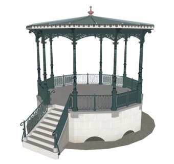 新中式廊架凉亭su模型