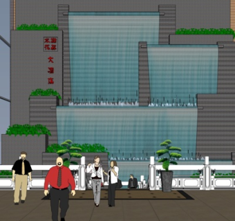 中式酒店大堂su模型