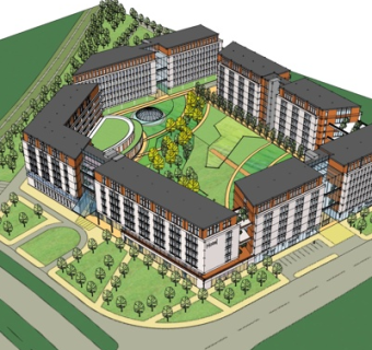 现代办公楼su模型