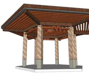 新中式凉亭su模型