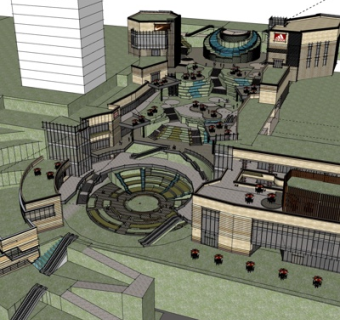 现代商业街su模型