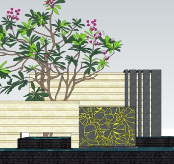 现代景观墙su模型