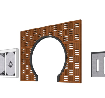 新中式月亮门su模型