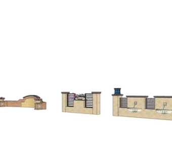 欧式景观墙su模型