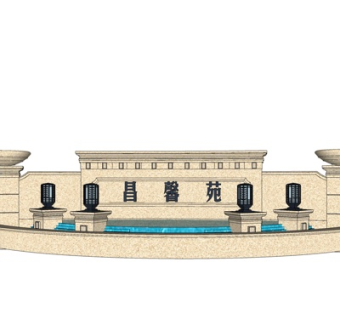 欧式景观墙su模型