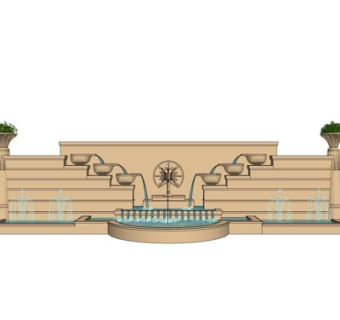 欧式景观墙su模型