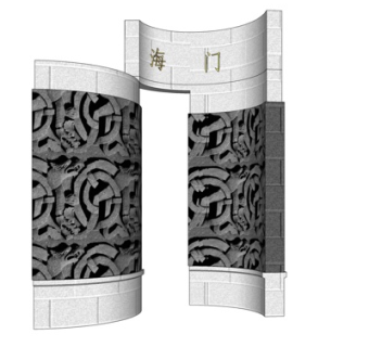 现代景观墙su模型