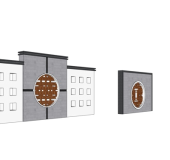 中式圆形花窗景观墙su模型