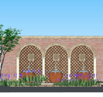 欧式景观墙su模型