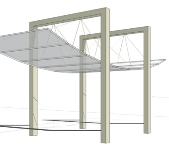 现代遮雨棚su模型