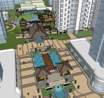 中式凉亭su模型