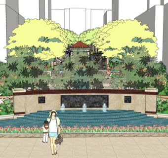 欧式景观墙su模型