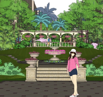 欧式公园su模型