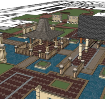 东南亚凉亭su模型