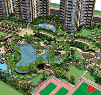 现代公园su模型