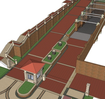 欧式小区门卫室su模型